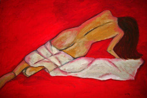 "NUDE" Oil On Canvas Painting (910x600) By E.S.Hoy