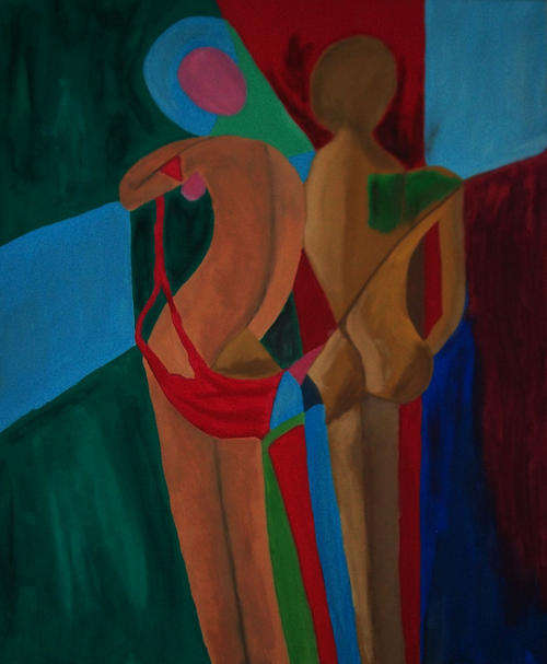 "ABSTRACT" Gouache on Canvas Painting (605x510) By V Hoy