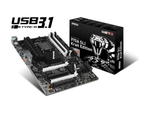 MSI 970A SLI Krait Edition AM3+ AMD 970 & SB950 SATA 6Gb/s USB 3.1 ATX AMD Motherboard
