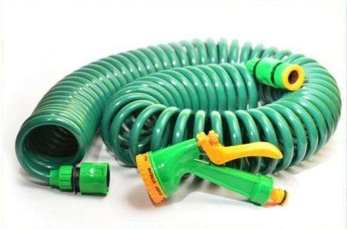 Water Hose 50' ft Self Coiling With Spray Nozzle
