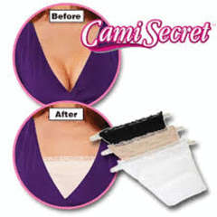 Cami Secret Set of 3 Clip-on Camisole, Black/Beige/White, One Size