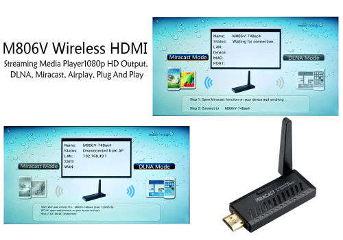 M806V Wireless HDMI Streaming Media Player android ios plug n play DNLA Airplay