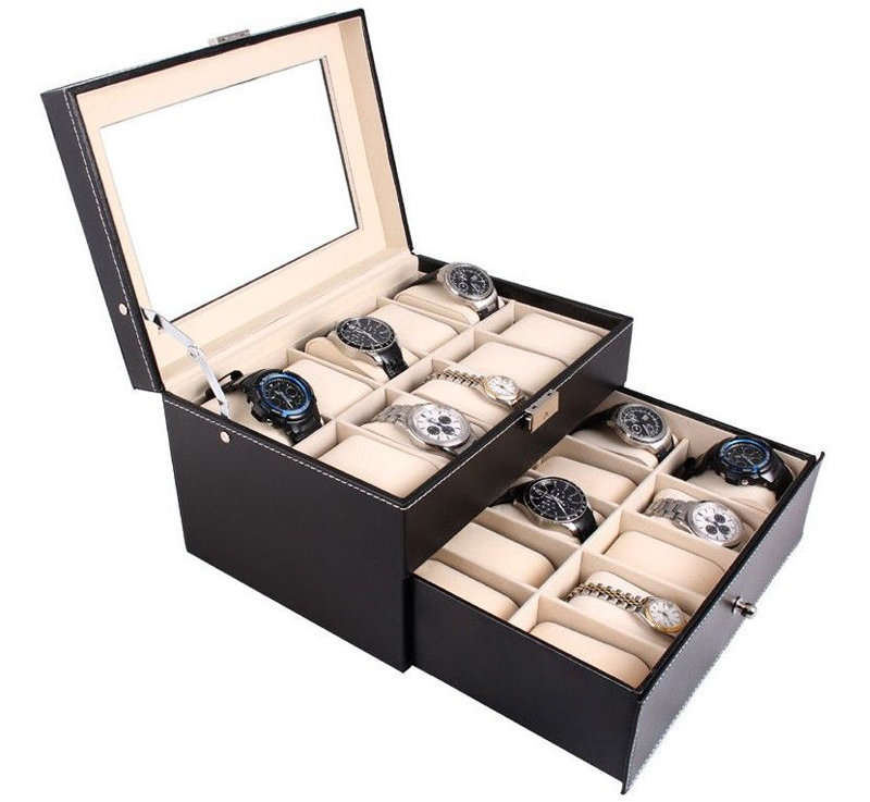 *LOCAL STOCK* Luxury XL 20 Grid PU Leather Watch Display Collection Case Jewelry Storage Organizer
