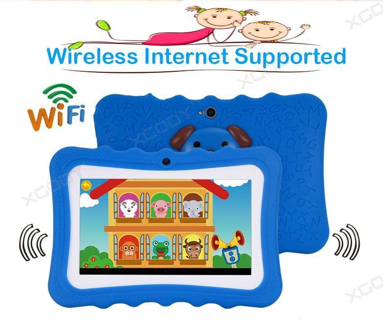 Kids Educational Tablet 7'' Android4.4 Case Bundle Dual Camera 1.5Ghz Wi-Fi Quad Core 8GB