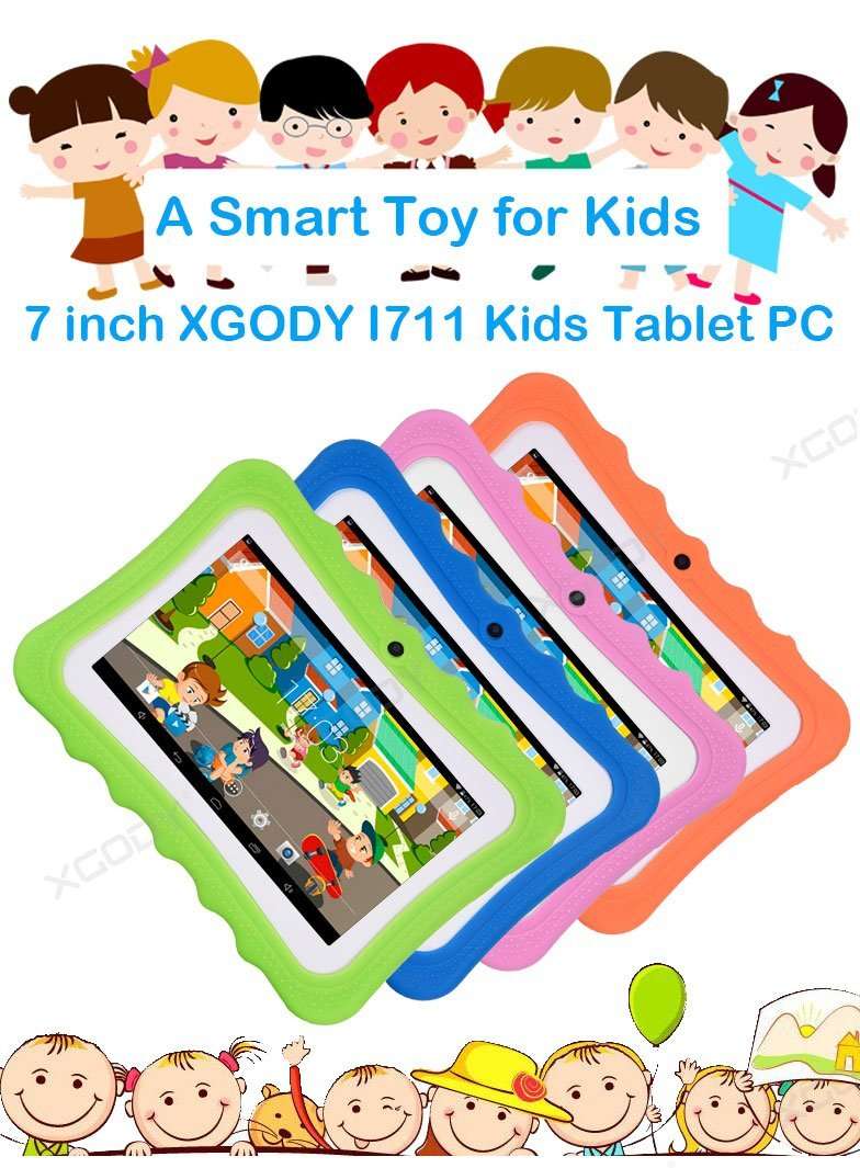 Kids Educational Tablet 7'' Android4.4 Case Bundle Dual Camera 1.5Ghz Wi-Fi Quad Core 8GB