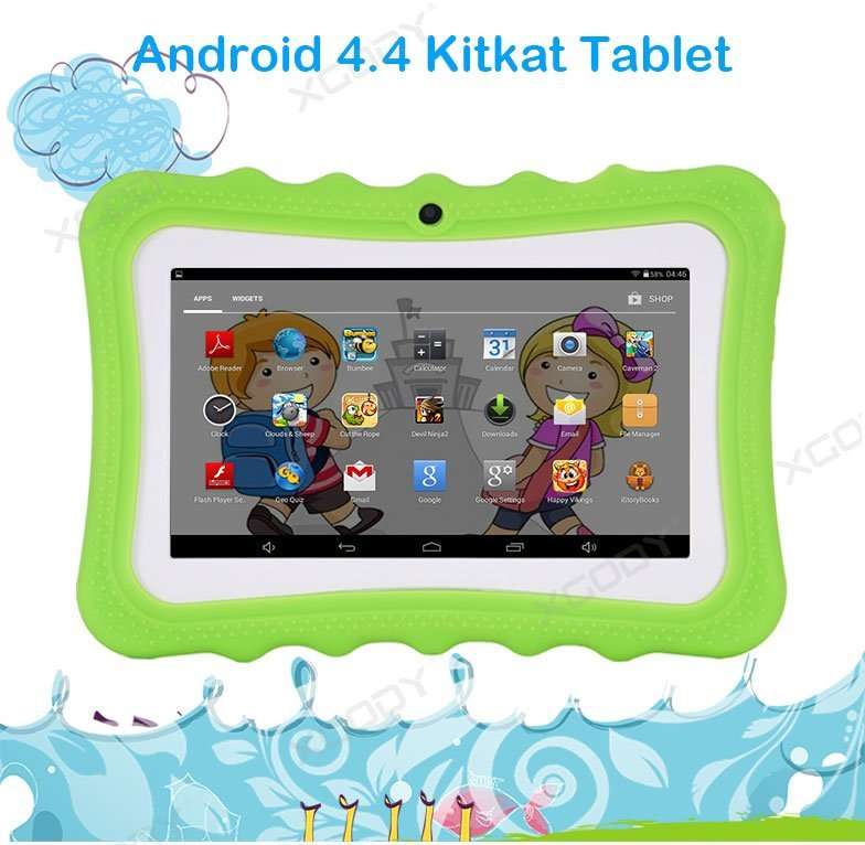 Kids Educational Tablet 7'' Android4.4 Case Bundle Dual Camera 1.5Ghz Wi-Fi Quad Core 8GB