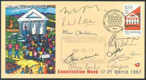 South Africa 1997 "Constitution Week" Scarce Signed illustrated Postcard