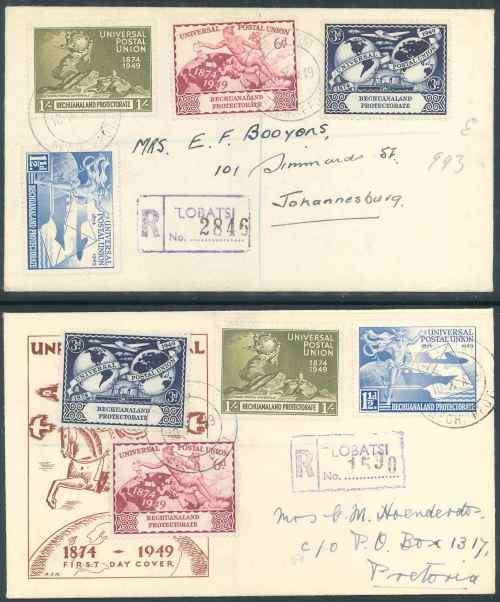 Bechuanaland 1949 KGVI UPU Anniversary First Day Covers x (2)