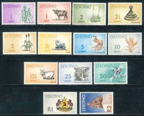 Lesotho 1968/69 Definitives complete set of (13) x stamps (SG 147 - 159) (**)