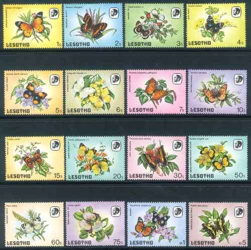 Lesotho 1984 Butterflies complete set of (16) x stamps (SG 563 - 578) (**)