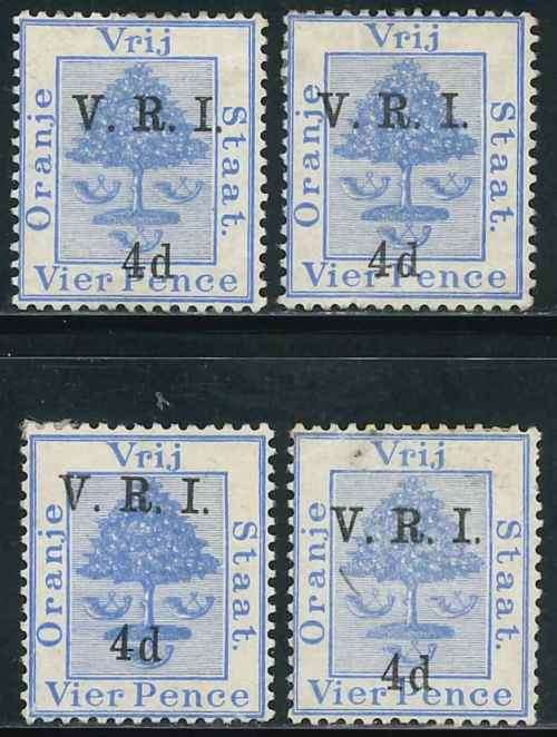 Orange Free State 1900 Surcharged (4d on 4d) stamps (SACC 54) x (4) (*)