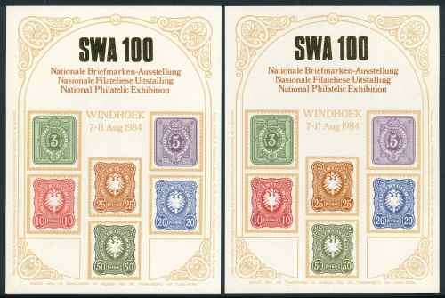 1984 "SWA 100" National Philatelic Exhibition Miniature Sheets x (2) (**)