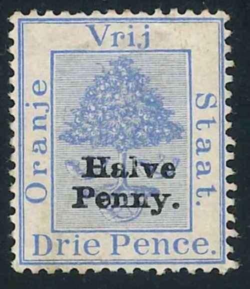 Orange Free State 1896 Surcharged (1/2d on 3d) ultramarine stamp (SACC 45) with Variety (*)