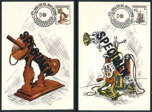 Bophuthatswana 1982 "History of the Telephone" set of (4) x Specimen Maxicards
