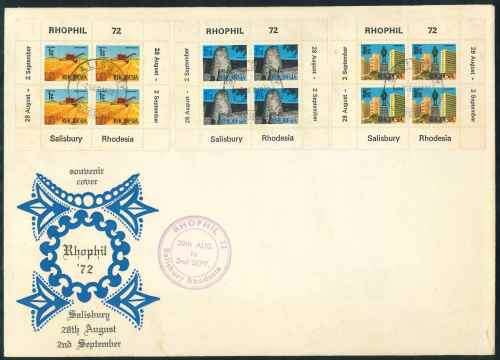 Rhodesia 1972 RHOPHIL Exhibition unaddressed First Day Cover (SACC 236D - 238D)