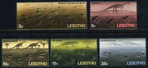 Lesotho 1970 "Prehistoric Footprints" set of (5) x stamps (SG 175 - 179) (**)
