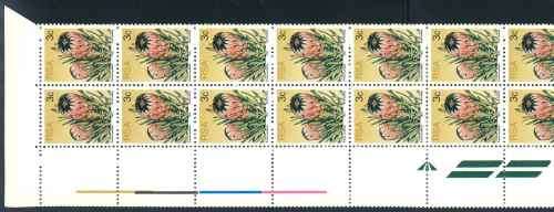 South Africa 1977 Protea Definitive double row Control Block of (20) x 3c stamps (SACC 420) (**)