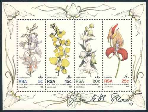 South Africa 1981 "World Orchid Conference" Signed Miniature Sheet (SACC 506) (**)