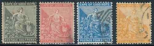 Cape of Good Hope 1871/76 Queen Victoria Definitive Issue used set of stamps (SACC 23 - 26)