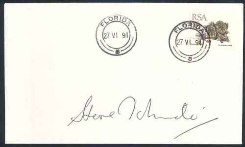 South Africa 1994 plain white Cover Signed by Steve Tshwete (Minister of Sport)