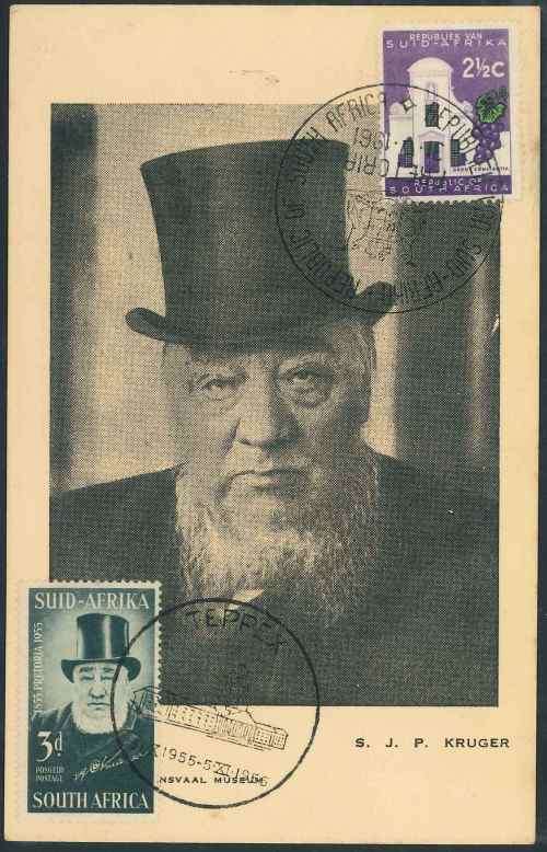 South Africa 1955 TEPPEX President Kruger Maxi Card with extra 1961 Republic First Day Cancel