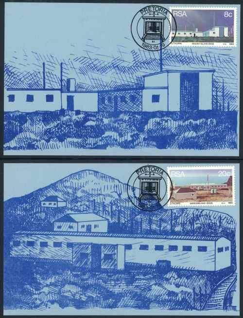 South Africa 1983 "Weather Stations" Set of (4) x Limited Edition First Day Maxi Cards