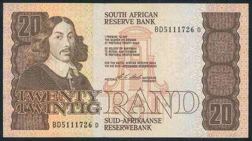 South African Reserve Bank R20 Bank Note Signed by Stals in good condition