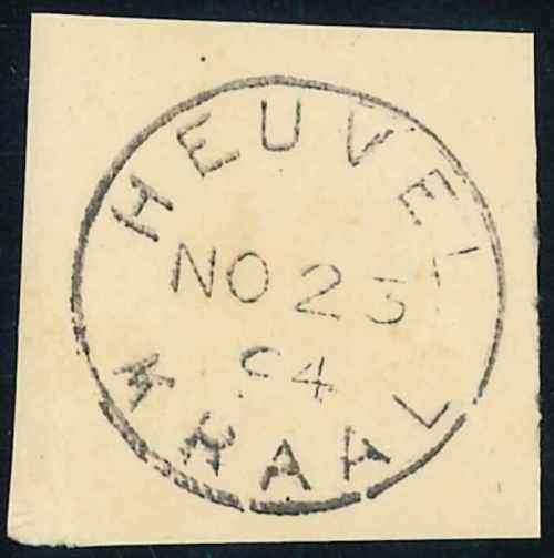 Transvaal 1894 "Heuvel - Kraal" Postmark on Piece