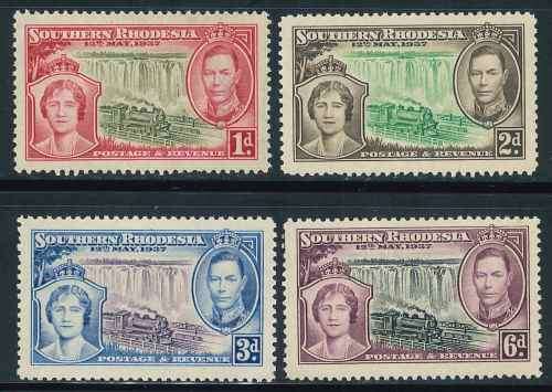 Southern Rhodesia 1937 KGVI Coronation set of (4) x stamps (SACC 38 - 41) (**)