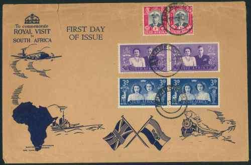 South Africa 1947 KGVI Royal Visit illustrated First Day Cover Cancelled with Amersfoort Postmark