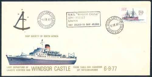 South Africa 1977 "Windsor Castle - Last Departure" Ship Society Commemorative Cover