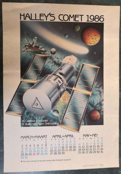 South African Airways 1986 "Halley's Comet" large Calendar