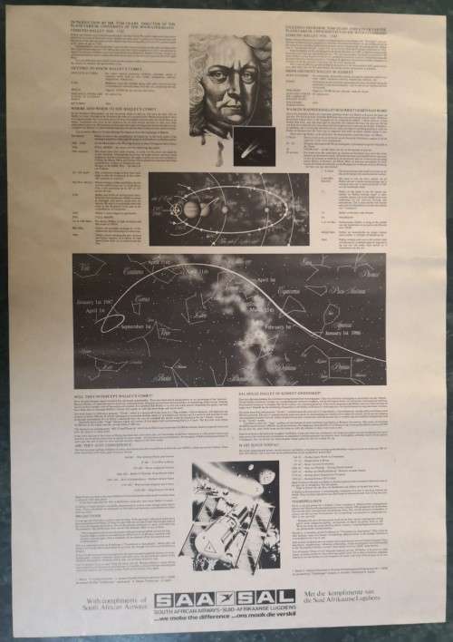 South African Airways 1986 "Halley's Comet" large Calendar
