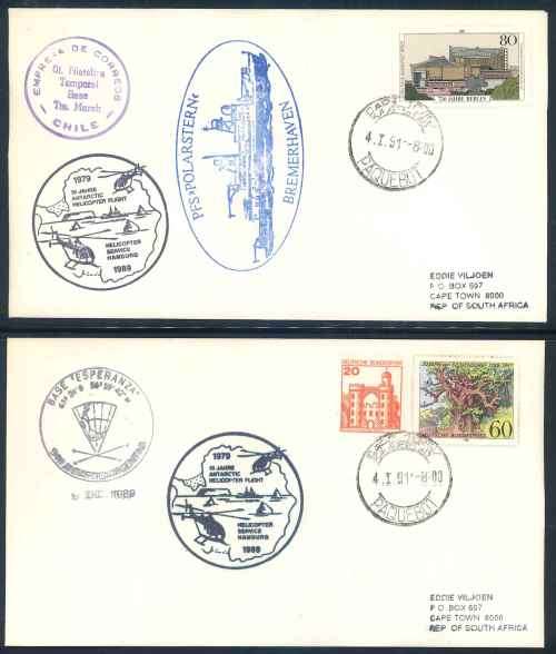 Germany 1991 "Antarctic Expedition" Covers x (4) - All Cancelled with Cape Town Paquebot Cachets