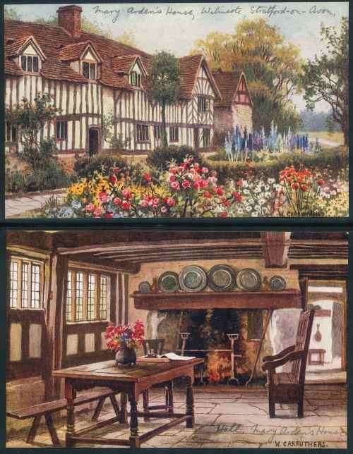 Great Britain "Mary Arden's House" Postcards from Original Water Colour Drawings by W. Carruthers