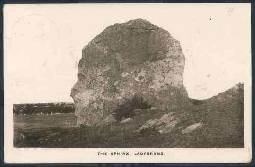 South Africa 1913 "The Sphinx - Ladybrand" used black and white Postcard