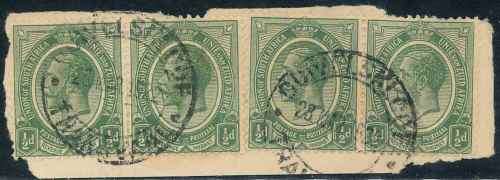 South Africa 1922 KGV Heads 1/2d stamps on Piece Cancelled with a 'Duiwelskloof" Postmark