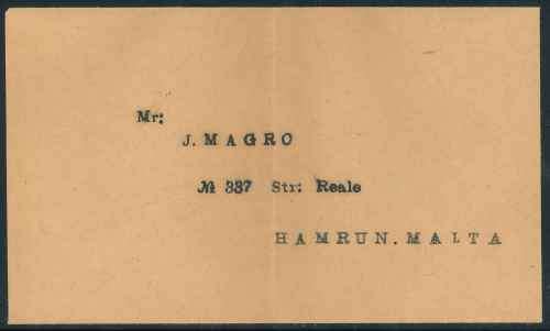 Malta 1933 Cover from Valletta to the USA with interesting original "J. Magro" Inserts