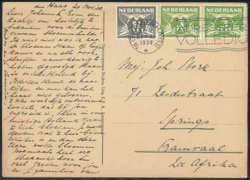 Netherlands 1938 "Herring Gull Bird" used black and white Postcard