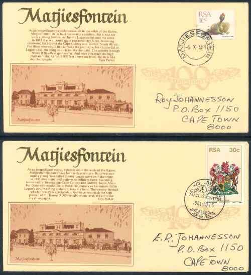 South Africa 1984 "Matjiesfontein Centenary" illustrated Covers with different Cancellations x (2)