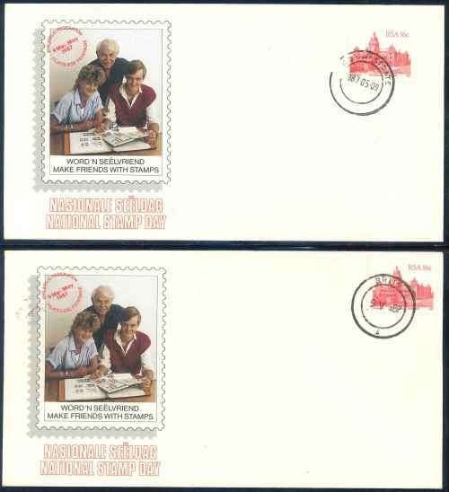 South Africa 1987 "National Stamp Day" illustrated Covers with different Cancellations x (4)