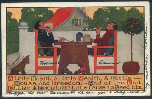 South Africa 1917 Postcard franked with pair of 1/2d KGV Head stamps