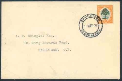 South Africa 1926 Cover sent from Cambridge in East London