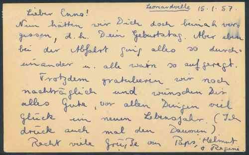 SWA 1957 "Kokerboom" Postcard Cancelled with a "Leonardville" Postmark