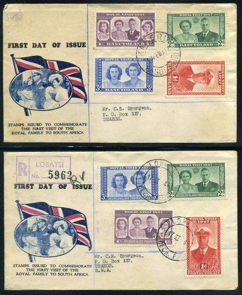 1947 KGVI Royal Visit illustrated First Day Covers to Usakos in SWA x (3)