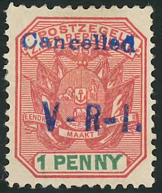 Wolmaransstad 1900 Scarce 1d rose and green (Overprinted in blue) stamp (SACC 2)