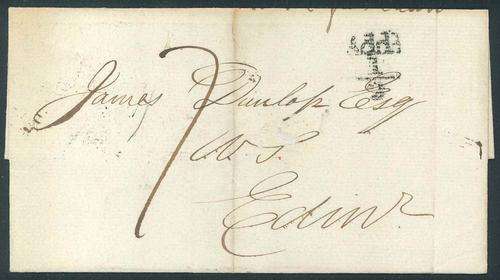 GB UK 1830 stampless Letter Entire from Glasgow to Edinburgh in Scotland