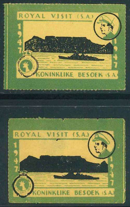South Africa 1947 Royal Visit Labels x (2)