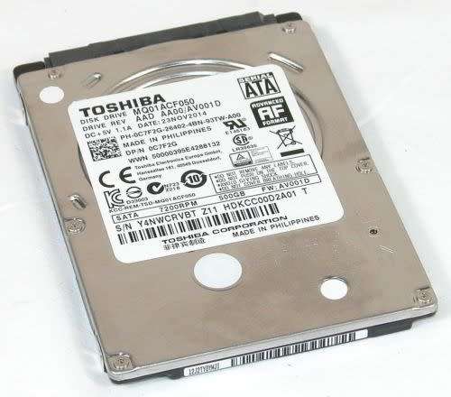 Toshiba 500Gb 7200Rpm 2.5" Hard drive
