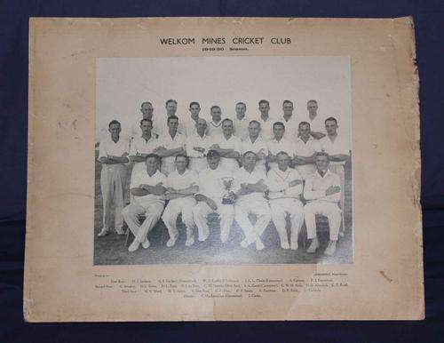 Welkom Mines Cricket Club 1949/50 Photo